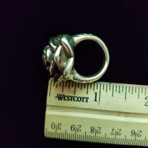 Vintage Rose Ring, 925, Hallmarked, Statement Silver Flower Rose, Size 7.25 - Picture 7 of 11